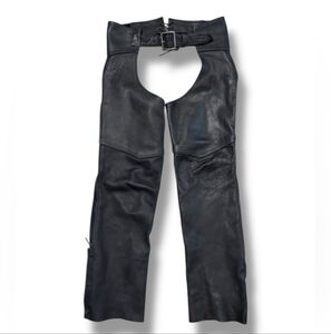 NATAL LEATHER Motorcycle Apparel Black Full Grain Leather Chaps